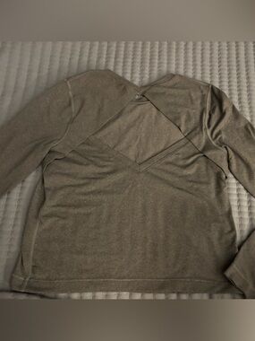 Lululemon Back Up Women's Long Sleeve Back V-Neck Active Top in Gray Open 8-10